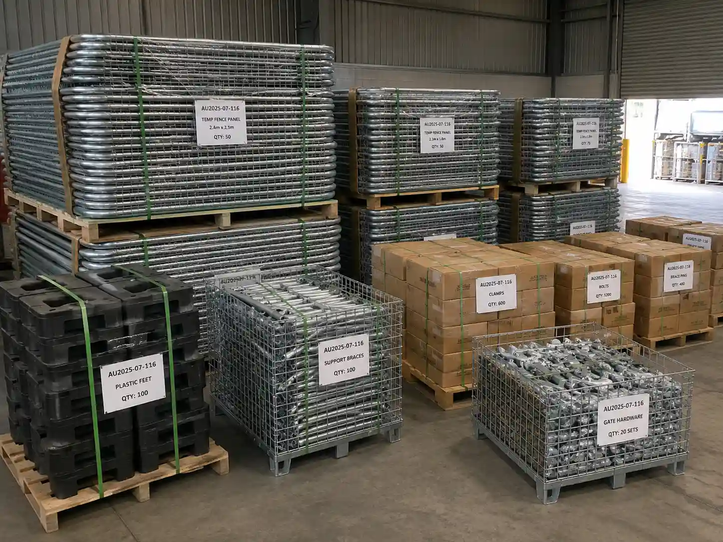 Australia temporary fence panels packed for export loading