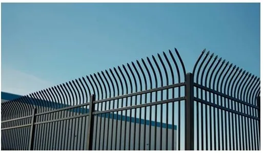 Curved top steel security fence corner detail