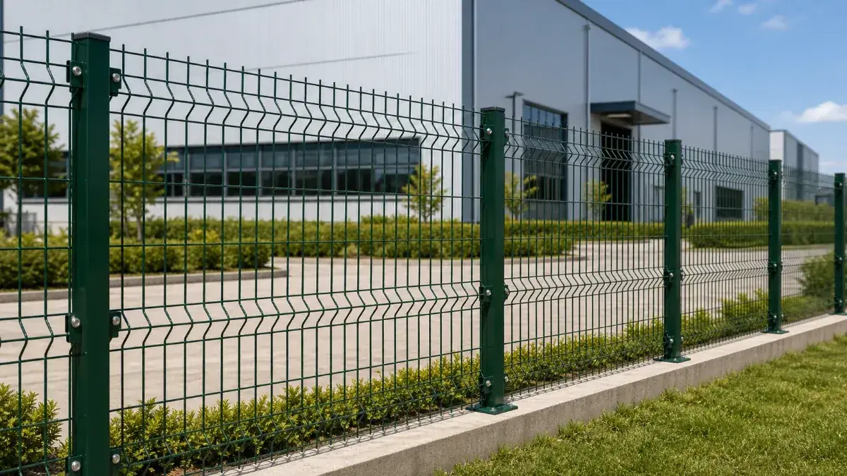 3D curved welded wire mesh fence installed as a perimeter fence