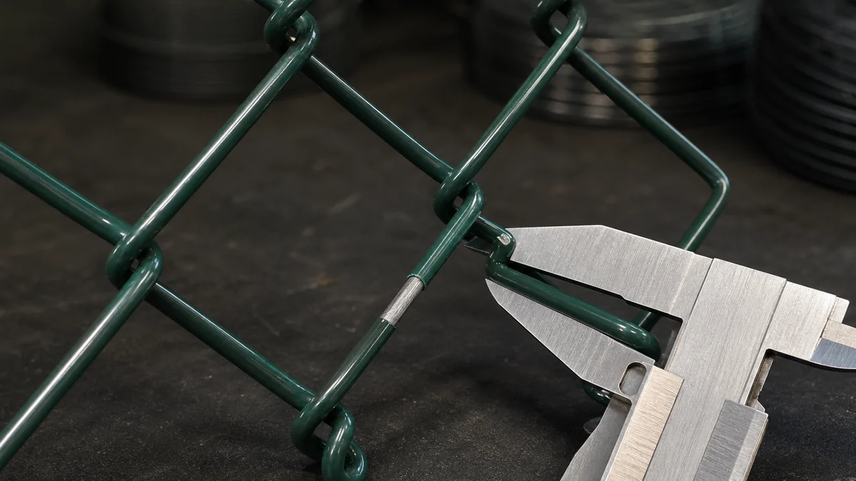 pvc coated chain link fence wire diameter measured with caliper