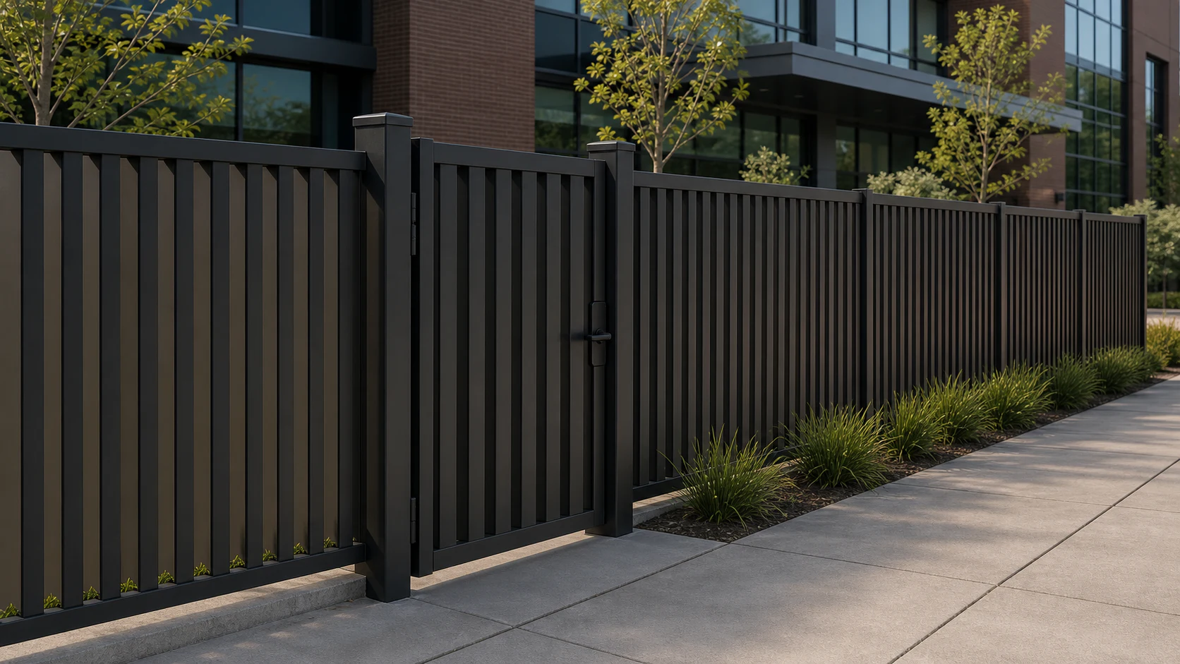 steel flat bar fence design for commercial boundary