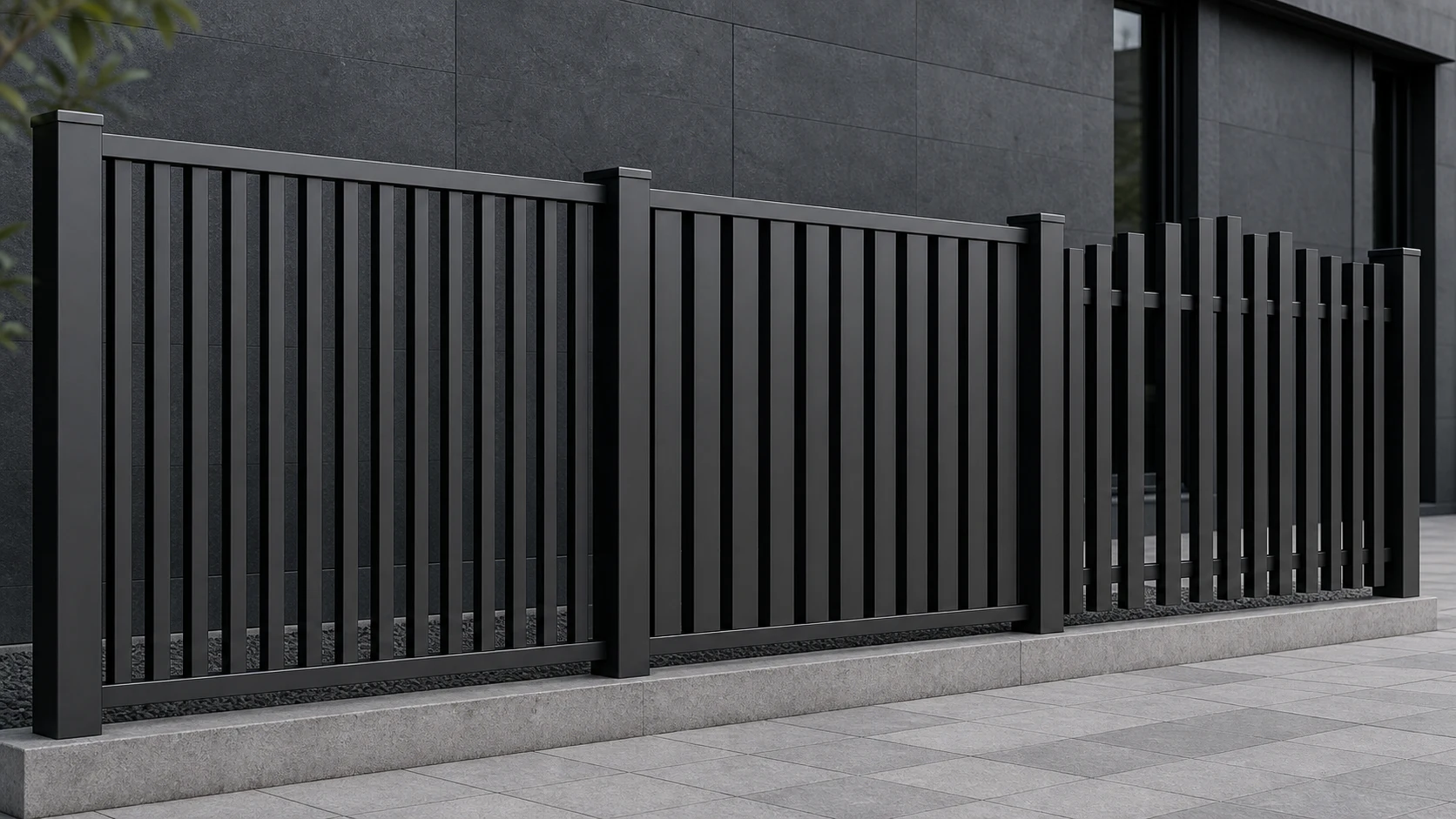 flat bar fence design comparison with different bar widths and spacing
