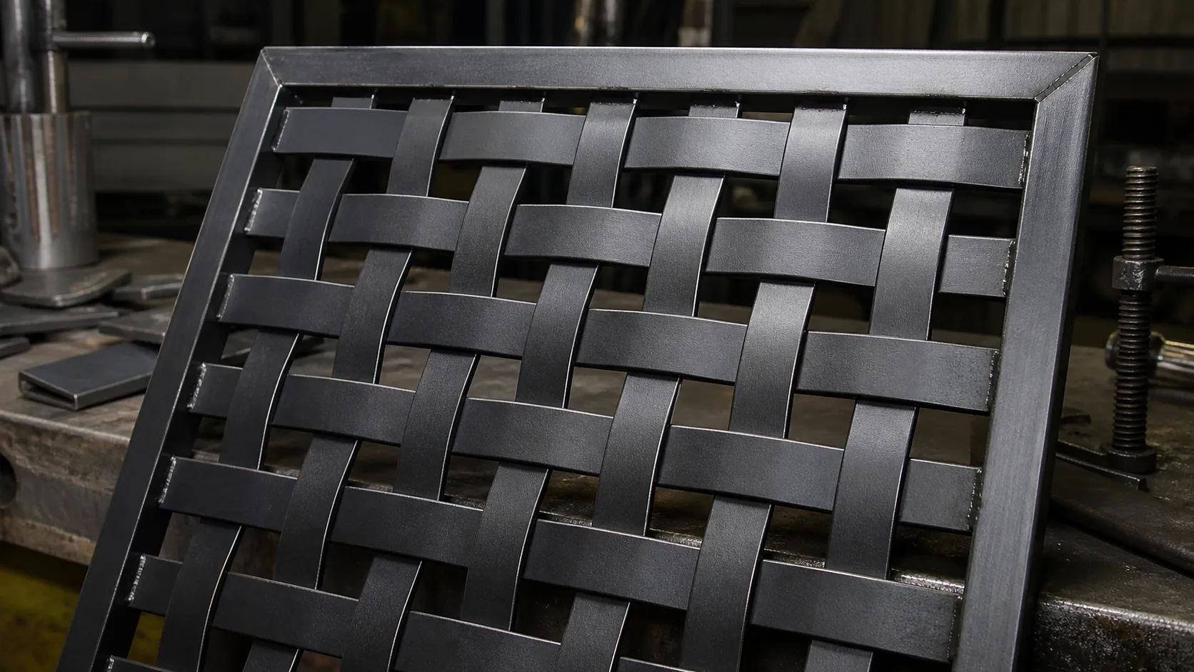 steel flat bar fence weave sample panel