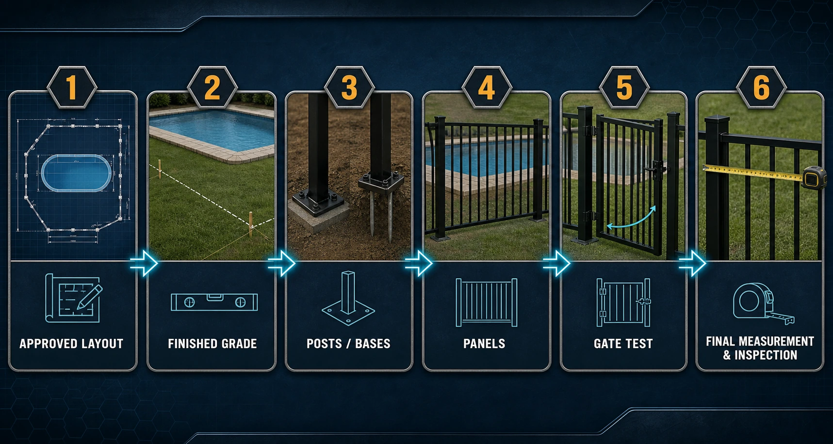 temporary pool fence installation and inspection workflow