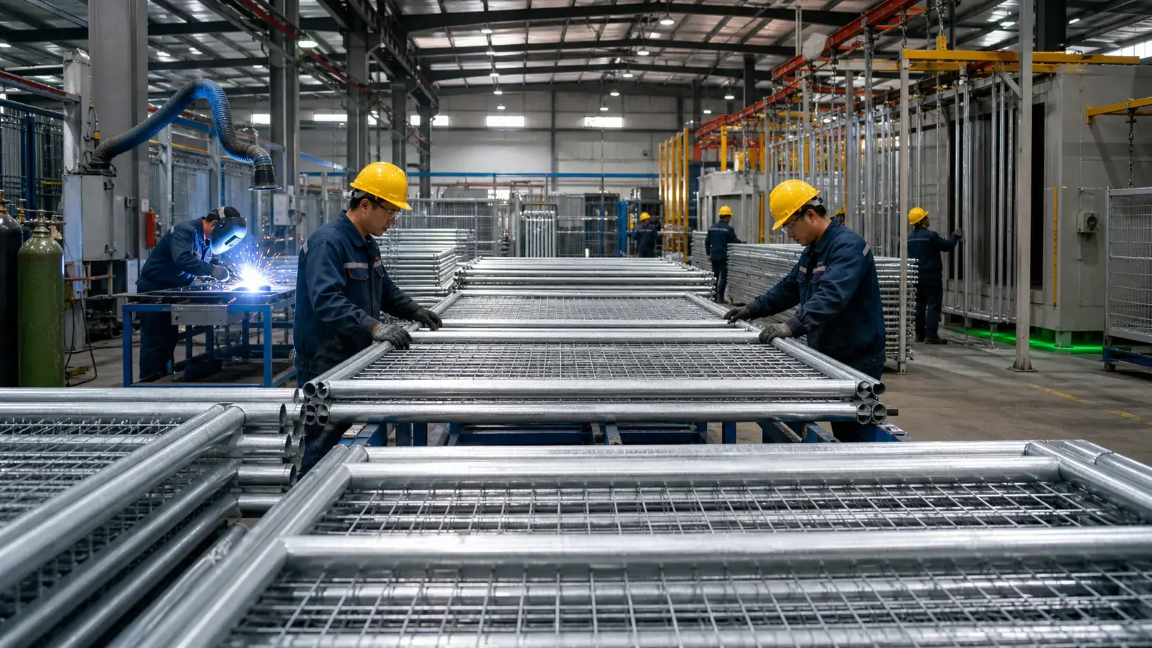 Fence factory production line and inspection