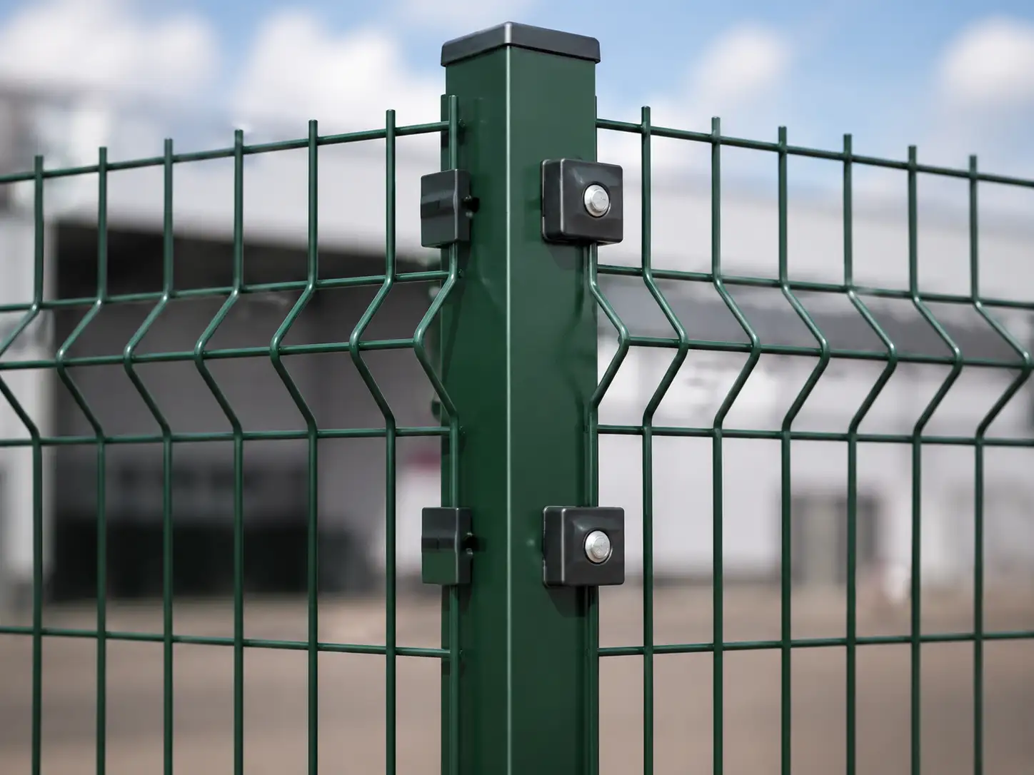 3D wire mesh fence fixing clip and bolt detail