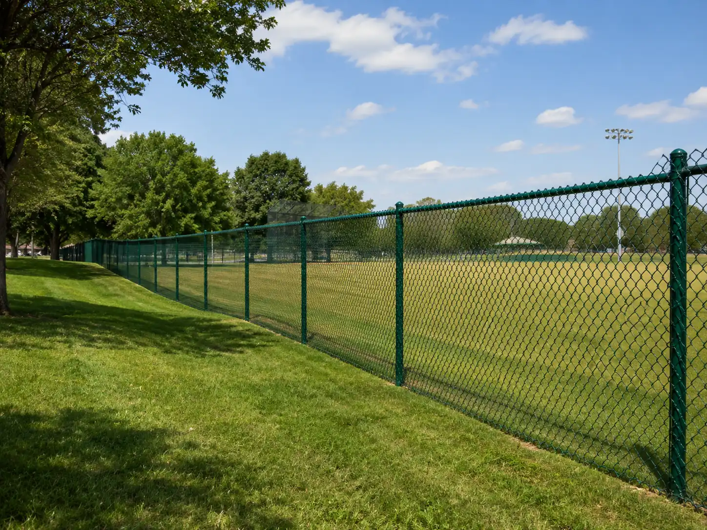 Galvanized chain link fencing around parks and sports field boundary