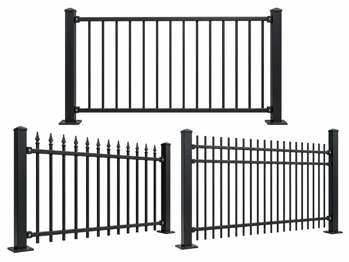 Steel fence gate matching steel fence panels