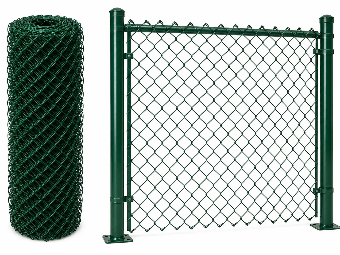 PVC coated green chain link fence roll and panel